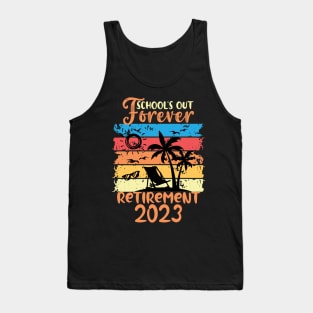 Retro Vintage School's Out Forever Retired Teacher Gift Retirement 2023 Tank Top